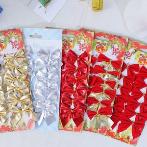 Set di 12 fiocchi di Natale rossi e dorati per decorazioni di alberi e ghirlande