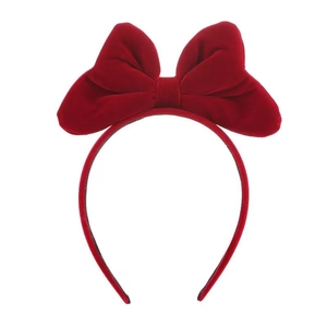 Serre-tête noeud en velours rouge de Noël pour filles, style festif et classique élégant