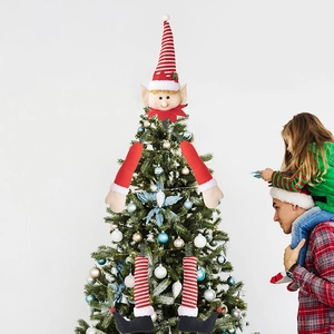 Christmas tree hugger kit with red and white striped elf arms and legs decoration
