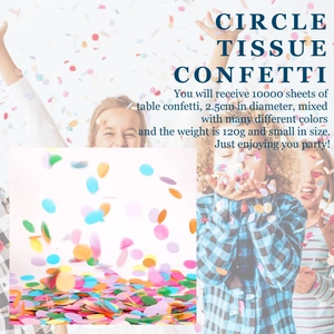 Close-up of 10000 mixed color tissue paper confetti circles for festive party decor