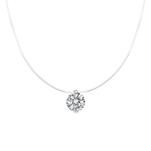 S925 sterling silver mermaid tear necklace with moissanite on invisible fishing line