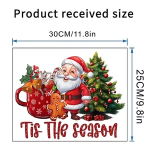 Detailed dimensions of 30x25cm Christmas themed Tis The Season waterproof wall stickers