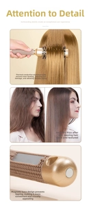Detail of round hair brush with heat-conductive aluminum tube and magnetic base stand