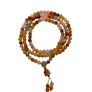 Multi-strand lily of the valley crystal beaded necklace and wrap bracelet in mixed colors