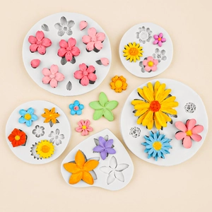 Lot de moules en silicone fleurs de marguerite et cerisier pour déco de gâteau