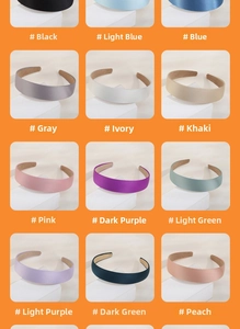 Collection of 12 colorful silk satin headbands featuring non-slip lining and smooth texture