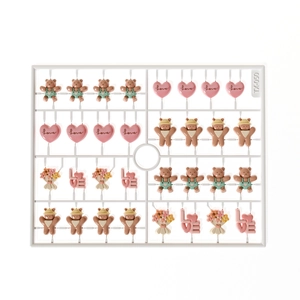 TX-050 cute 3D resin bear and heart nail art charms set with 32 pieces for DIY crafts