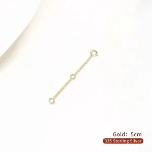Close-up of a 5cm 925 sterling silver adjustable extension chain in gold finish
