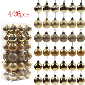 36-piece gold Christmas ball ornaments set with mixed textures for tree decoration
