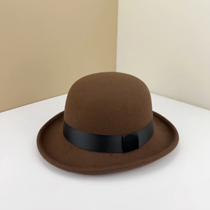 Classic brown wool felt fedora hat with a wide black ribbon band for a vintage gentleman look