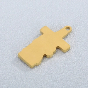 Golden stainless steel cross pendant with brushed finish for hip-hop style necklaces