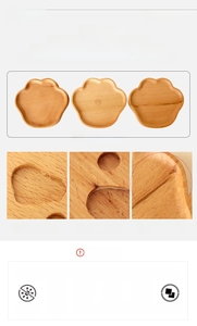 Detail of bear paw wood coasters showing natural grain and handmade texture details