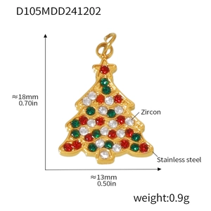 Détails du pendentif sapin de Noël avec zircons colorés et dimensions de 18x13mm