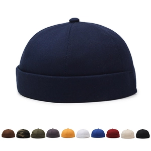 Docker Hat Brimless Cap Retro Miki Hat For Men Women Adjustable Solid Color Cotton Sailor Skullcap