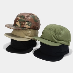 Quilted down-filled camo camp cap with multi-color selection for outdoor winter warmth