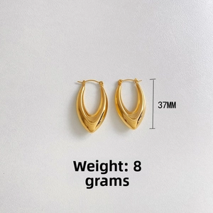 Polished gold U-shaped drop earrings measuring 37mm in length and weighing 8 grams