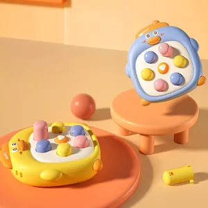 Whack-a-mole duck sensory fidget toy for kids in vibrant blue and yellow colors