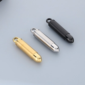 Polished bullet pendants in gold, silver, and black metal for necklaces and keepsakes
