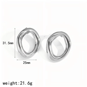 Silver irregular hoop earrings dimensions 31.5x25mm and weight 21.6g product details