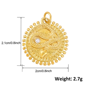 Spécifications de taille pour le pendentif serpent doré avec dimensions et poids