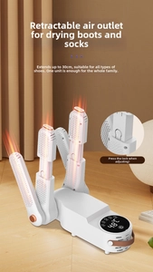 Detail of four-arm stretchable shoe dryer with 30cm extension and LCD display