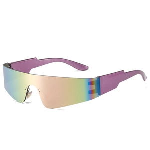 Oversized Rimless Shield Sunglasses UV400 Protection Monoblock Lens Punk Sports Eyewear Future Fashion Men Women