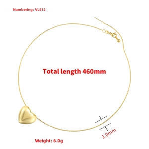 Detail of gold heart pendant with dimensions 460mm length and 6.0g weight on O-chain