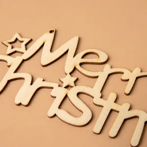Plaque de Noël en bois découpée au laser avec étoiles pour décoration de sapin