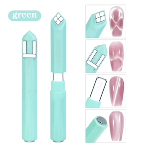 Multifunctional green cat eye nail magnet tool with four magnetic heads for nail art designs