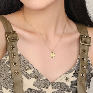 Vintage gold s925 silver tic-tac-toe pendant necklace with moon and zircon details