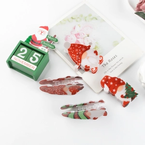 9cm Santa Claus and gnome acrylic hair claws in festive red, green and white colors