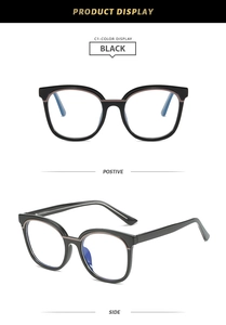 Front and side view of premium black TR90 square frame glasses with gold accents
