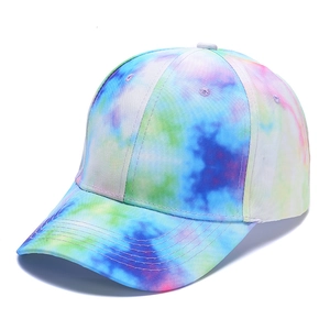Vibrant tie-dye baseball cap with colorful gradient shades in a classic curved brim style