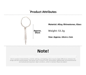 Detailed view of multilayer tassel necklace with rhinestone glass and alloy components