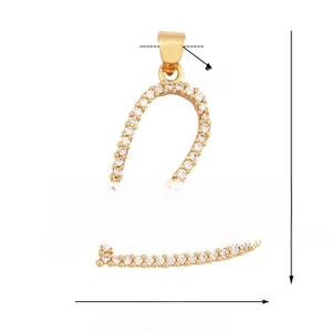 Detail of gold heart pendant with micro-pave zircons and precise size measurements