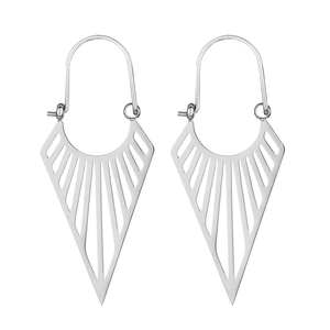 Boucles d'oreilles pendantes géométriques en acier inoxydable argenté au design évidé