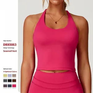 Women Criss Cross Back Yoga Vest Brushed Nylon Spandex Fitness Top Sleeveless Workout Gym Activewear Tank Top