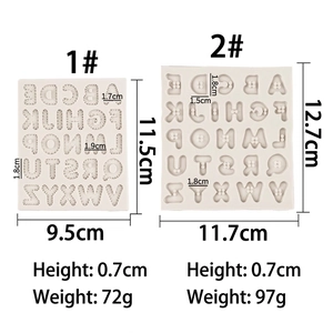 Stampi in silicone con lettere dell'alfabeto strutturate per cioccolato e fondente