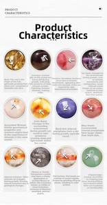 Detailed guide showing 12 natural inclusions and textures in red hematoid quartz beads