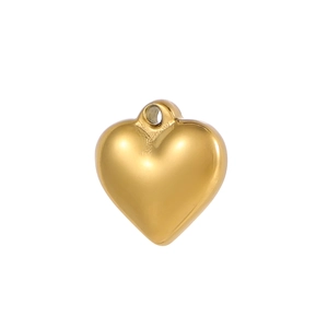 Polished 18k gold heart pendant with a small connector ring on a clean white background