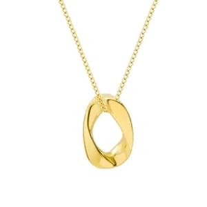 Collana minimalista placcata oro con pendente ovale cavo e catena a maglie ritorte
