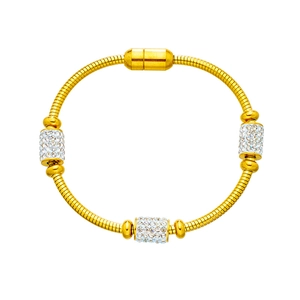 Golden 18k gold plated magnetic snake chain bracelet with sparkling Czech crystals