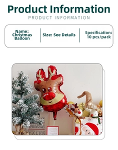 Detailed view of red reindeer foil balloons for Christmas holiday festive decoration
