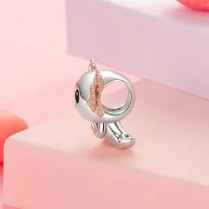 S925 sterling silver salamander charm in rose gold with polished finish for DIY bracelets