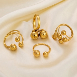 18K gold plated stainless steel sphere rings with minimalist polished ball designs