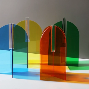 Colorful acrylic arch vase with transparent glass tube insert for modern floral decor