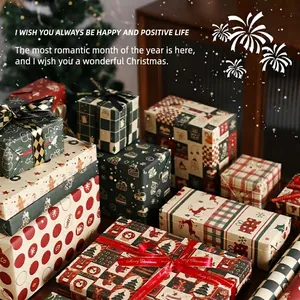 Christmas Gift Wrapping Paper Vintage Kraft Decorative Festive Patterns Various Styles Retro Holiday