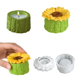 Sunflower Wood Grain Round Silicone Mold For DIY Resin Casting Storage Box Candle Holder Jewelry Jar Handmade Craft
