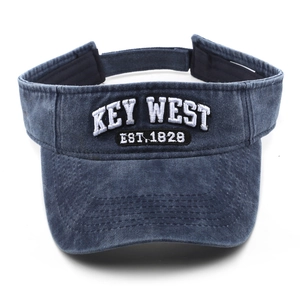 Visiera parasole vintage blu navy lavato con ricamo Key West 1828 per sport all'aperto