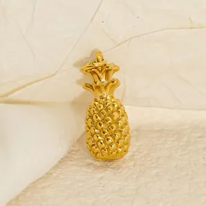 Pendentif Charme Fruit Ananas Acier Inoxydable Plaqué Or 18K Accessoire Bijoux DIY Pour Collier Bracelet Mignon
